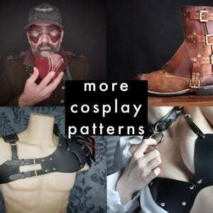 a collage of photos with a man in a costume and a woman in a