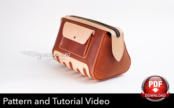 Dopp Kit Pattern - Toiletry Bag Pattern - Leather DIY - Pdf Download - Leather Pattern - Groomsmen Bag Pattern - Leather Bag Template