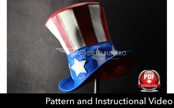 Top Hat PATTERN - DIY Pattern -Pdf Download - Uncle Sam Hat - Video Tutorial