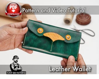 Leather Wallet Pattern: Printable PDF and Video Tutorial (Instant Download)