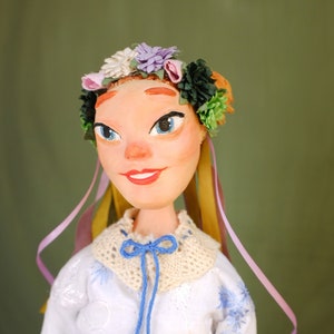 Midsummer Art Doll: Handmade Polymer Clay Figurine