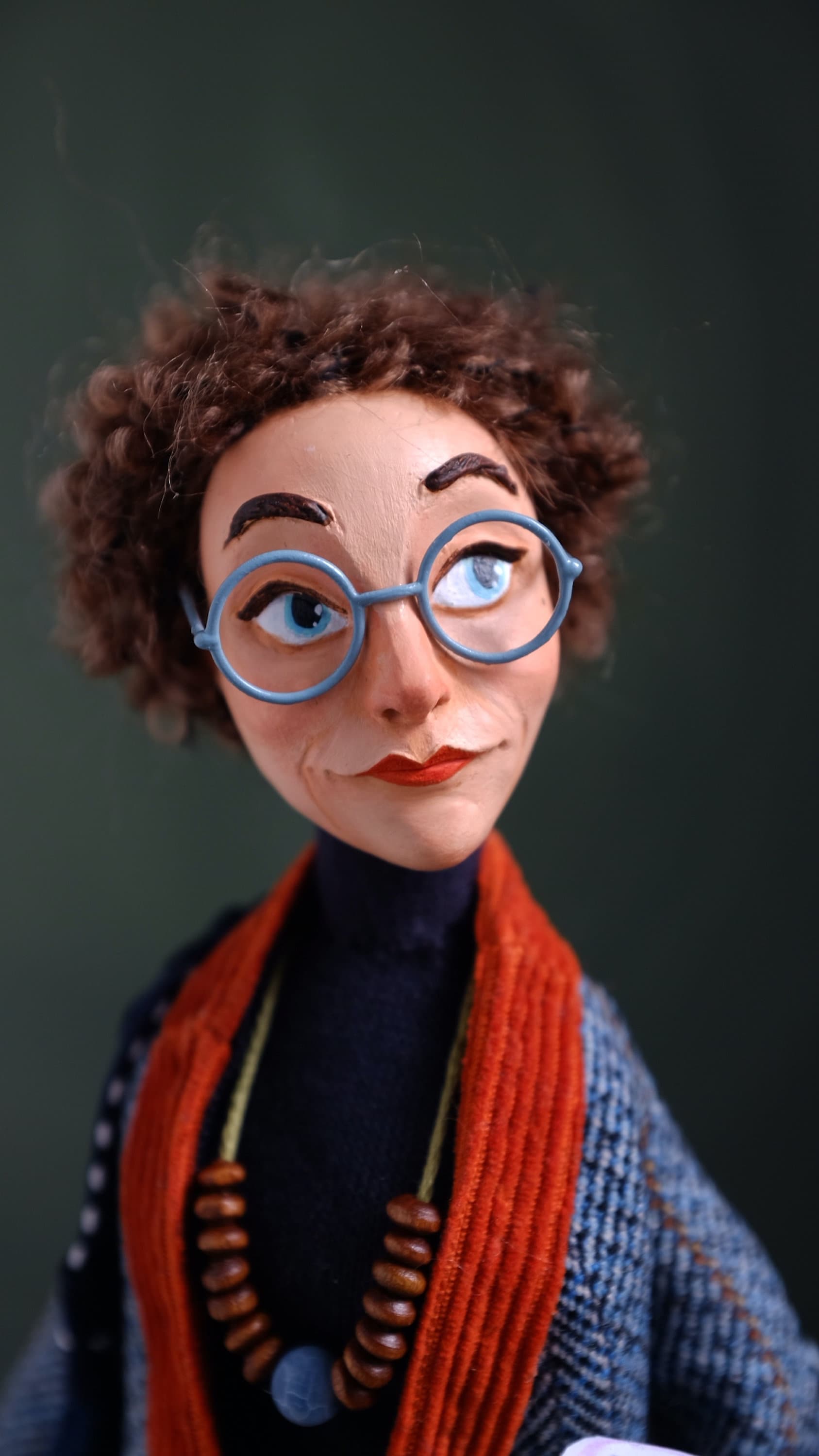 OOAK Clay Figurine of Urban Woman, Handmade Art Doll, Collectible