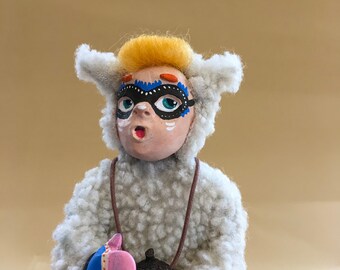 Halloween doll  Yeti, handmade, ooak collectible art doll