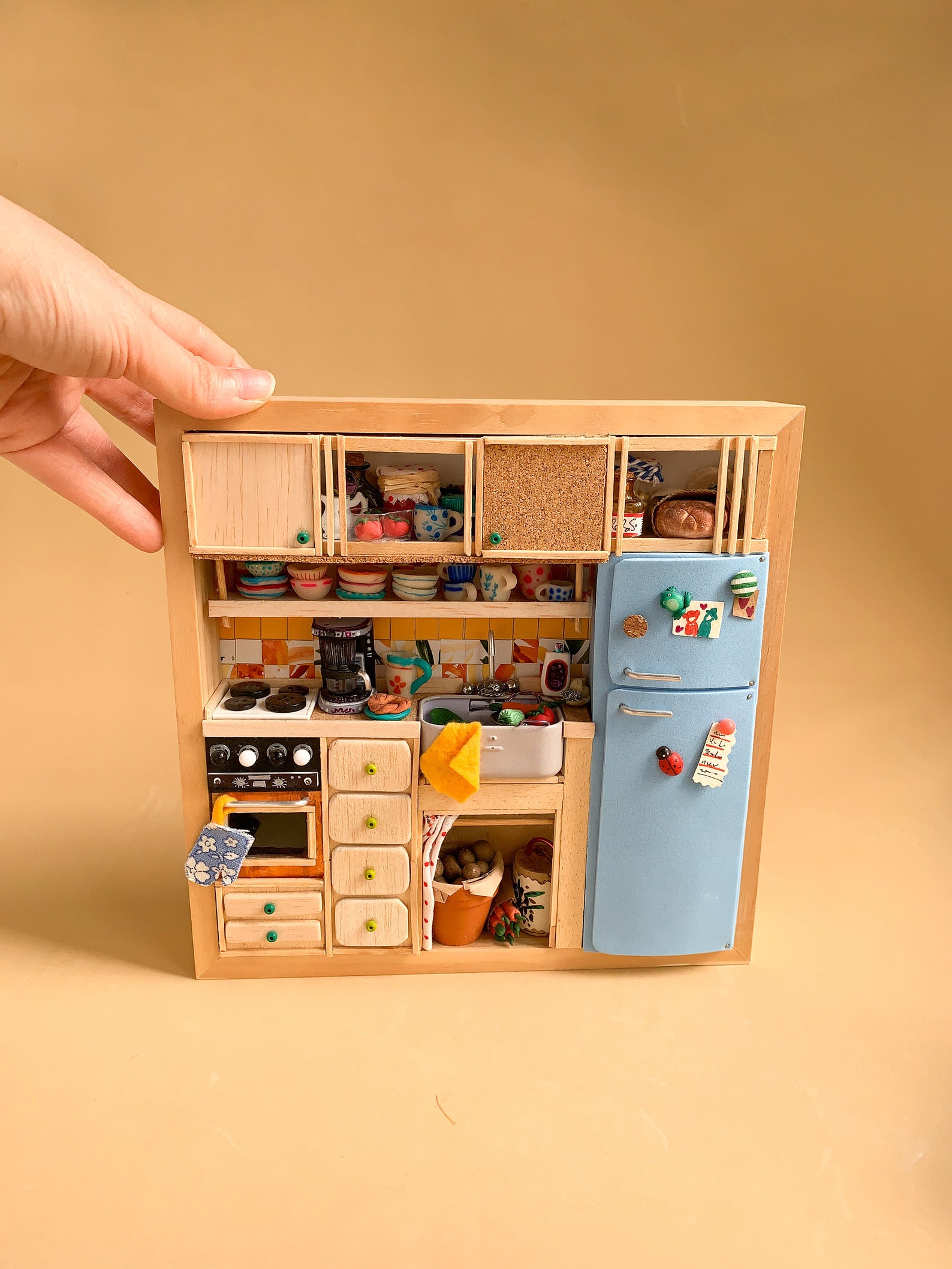 Tiny Kitchen Diorama Miniature in a Frame Recycled Objects Etsy