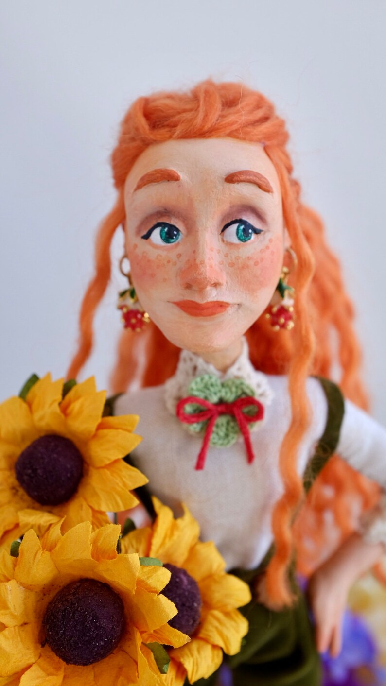 Hechicera floral Dolores, muñeca florista, figura coleccionable, muñeca de arte, figura de arcilla polimérica imagen 6