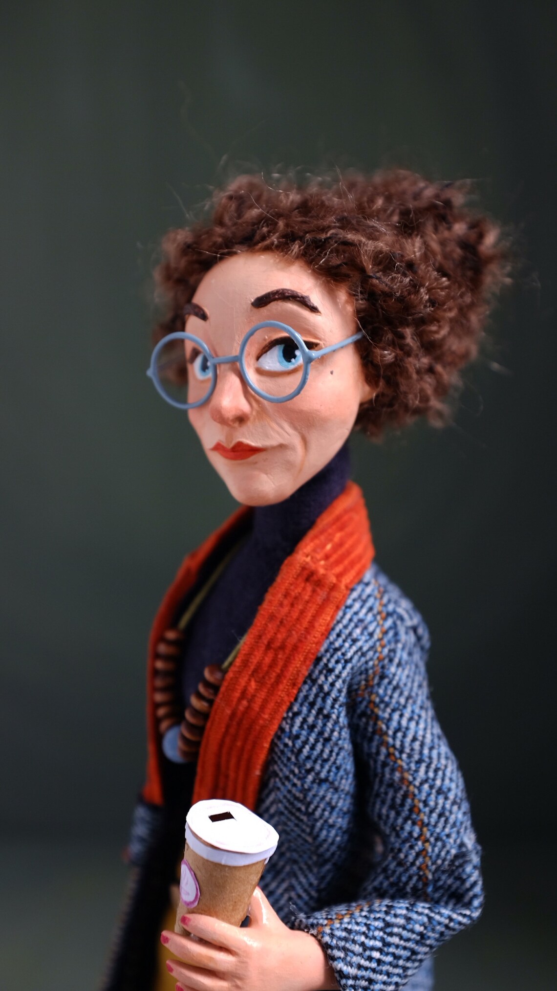 OOAK Clay Figurine of Urban Woman, Handmade Art Doll, Collectible