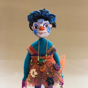 Handmade Halloween Art Doll - OOAK Polymer Clay Figurine - Collectible Doll with Decorative Box