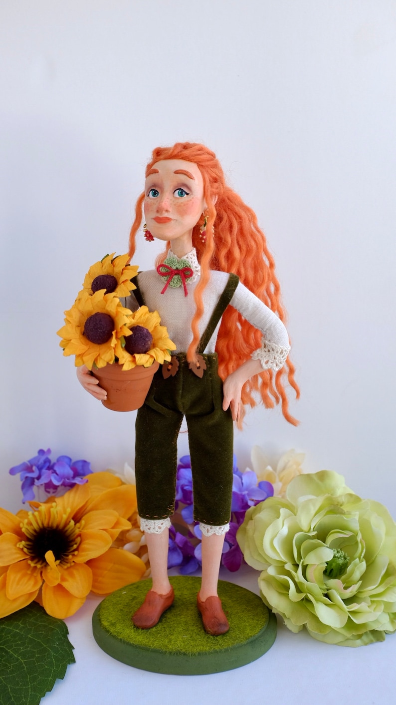 Hechicera floral Dolores, muñeca florista, figura coleccionable, muñeca de arte, figura de arcilla polimérica imagen 2