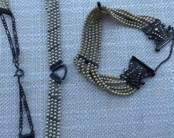 Antique pearl bracelet and necklace