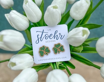 Clover Beaded Earrings || Shamrock || St. Patrick's Day || Don't Get Pinched || Stud Earrings