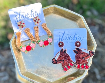 Derby Days Beaded Earrings || Derby Jockey || Mint Julep || Talk Derby to Me || Stud Earrings || Embellished || Kentucky Derby