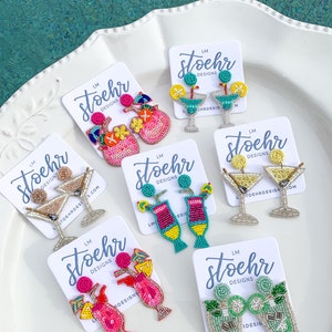 Cocktail Beaded Earrings || Piña Colada || Summer Styles || Statement Earrings || Embellished || Mint Julep || Sip Sip Hooray || Happy Hour