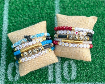 Spirit Stretchies Stacks || Stretch Bracelets || Stack of the Day || GameDayGear || Letter Bead Bracelets || We’ve Got Spirit