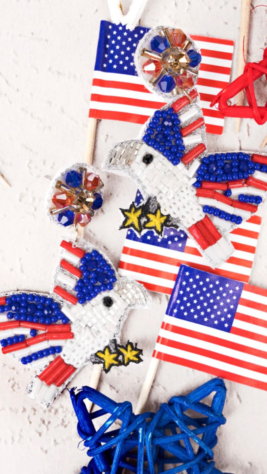 Soaring Eagle Beaded Earrings Red White & Blue Earrings Patriotic