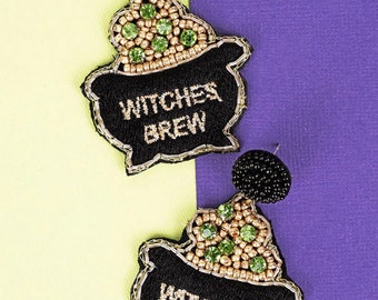 Witches Brew Beaded Earrings || Happy Halloween || Spooky SZN || Boo Y’all || Halloween Earrings || Oh My Gourd