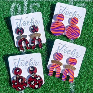 Spots and Stripes Statement Earring || GameDay Earrings || Garnet and Black || Orange and Purple || Gamecocks || Tigers || OOTD
