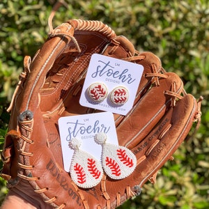 Play Ball Beaded Earrings || Soccer Mom || Statement Earrings || Spring Ball || Beaded Baseball || Softball Earrings
