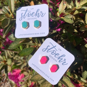 Aqua + Pink Druzy Stud Earrings || New Designs || Turquoise || Summer Vibes