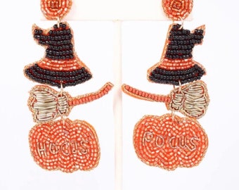 Witch Please Beaded Earrings || Statement Earrings || Lightweight || Hocus Pocus || Happy Halloween || Spooky SZN || Boo Y’all