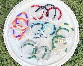 Spirit S T R E T C H I E S || Stretch Bracelets || Set of 2 || Stack of the Day || GameDayGear || Letter Bead Bracelets || We’ve Got Spirit