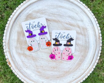 Boo You Ghost Beaded Earrings || Happy Halloween || Spooky SZN || Boo Y’all || Pop of Pink || Trick or Treat