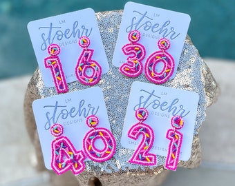 Birthday Sprinkle Beaded Earrings || Seed Bead Earrings || Cheers to 40! || Sweet Sixteen || Birthday Girl || 21st Birthday || 50th Birthday