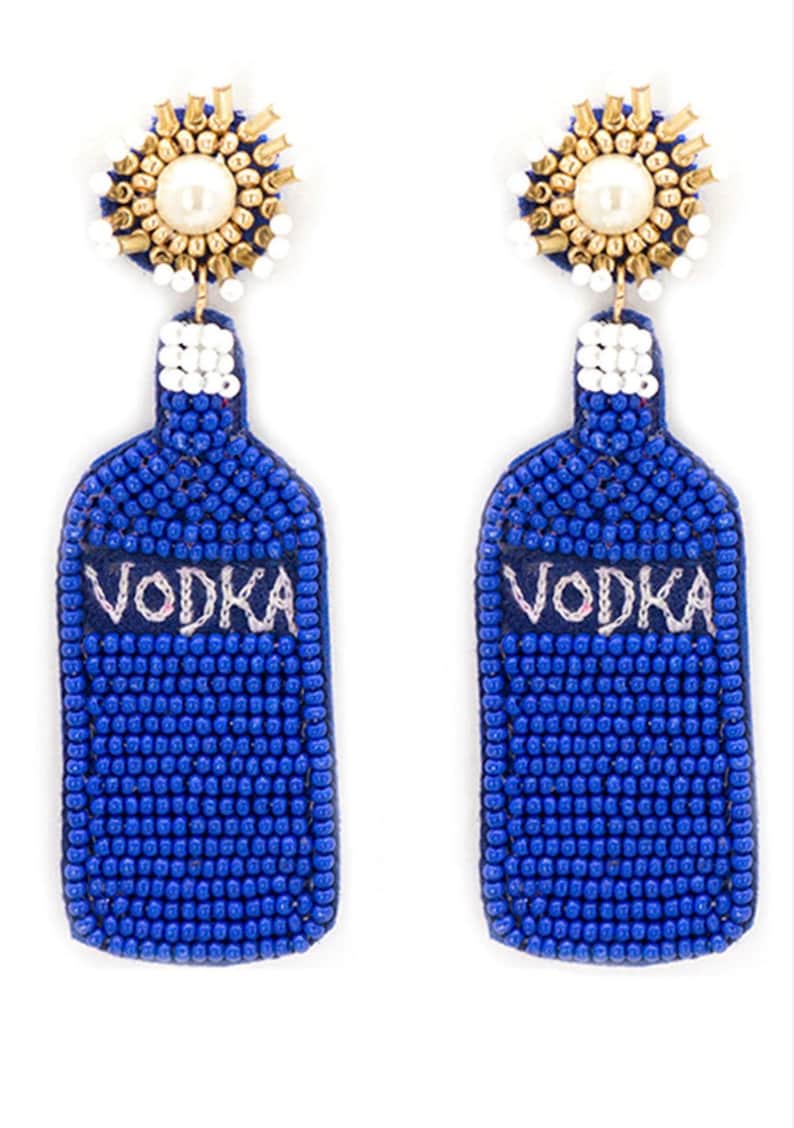 Boozy Bottle Beaded Earring Statement Earrings Wine Beer Etsy