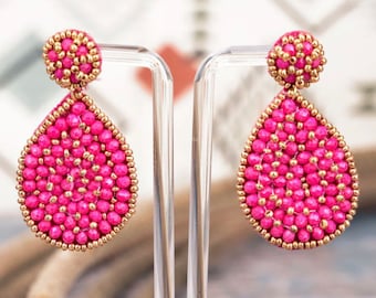 Bianca Beaded Earrings || Drop Earrings || Pop of Pink || Summer Vibes || Statement Earrings