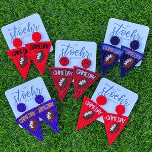 Pennant GAMEDAY Beaded Earrings || GameDay Earrings || GameDay Outfit || Seed Bead Jewelry || GridIron Belles || Football Season