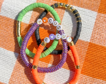 Hocus Pocus Spooky Stack || Stretch Bracelet || Fall Vibes || Heishi Bracelets || Happy Halloween || Spooky Szn || Trick or Treat