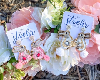 Cottontail Bunny Statement Earring || Hello Spring || Easter Outfit || Embellished Earring || Easter Bunny ||