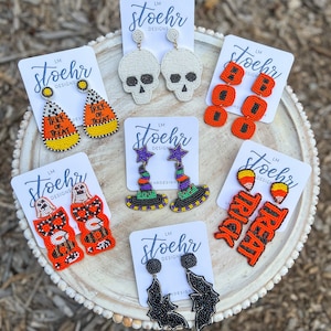 Spooktacular Beaded Earrings || Statement Earrings || Lightweight || Candy Corn || Happy Halloween || Spooky SZN || Boo Y’all