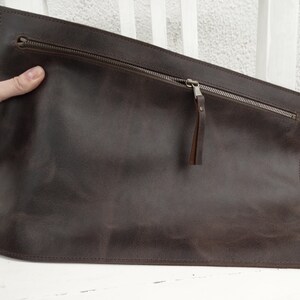 Brown Leather Clutch Zippered/Men's Leather Clutch/Mens Leather Portfolio/Black Leather Clutch/Saddle Leather Clutch/Ready to ship image 3