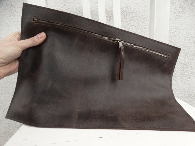 Brown Leather Clutch Zippered/Men's Leather Clutch/Mens Leather Portfolio/Black Leather Clutch/Saddle Leather Clutch/Ready to ship image 3