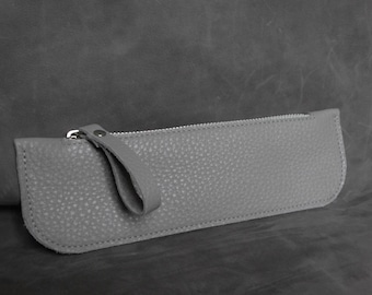 Leather Pencil Case /Pencil holder/Zipper Clutch/READY TO SHIP