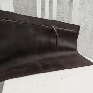 Brown Leather Clutch Zippered/Men's Leather Clutch/Mens Leather Portfolio/Black Leather Clutch/Saddle Leather Clutch/Ready to ship image 2