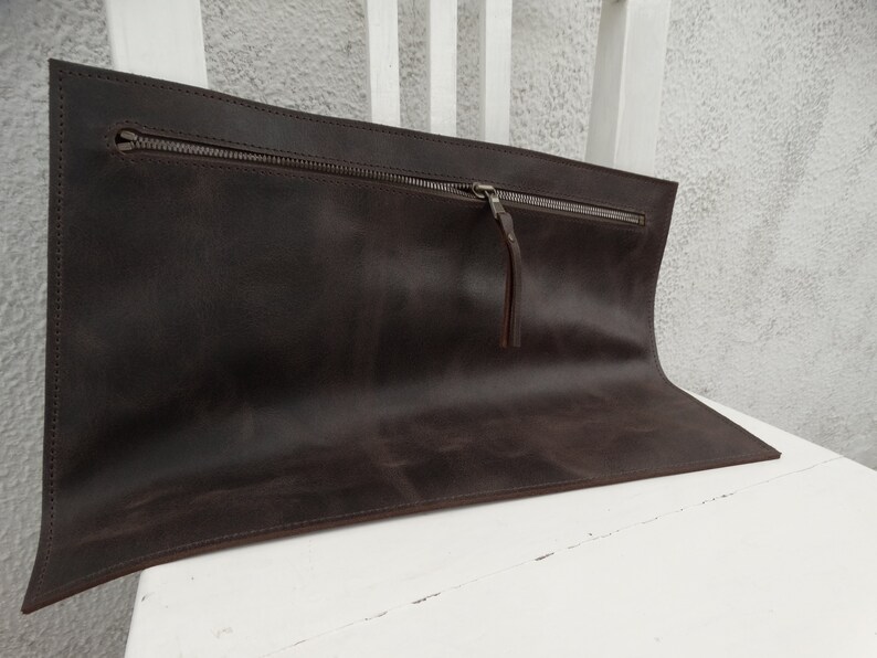 Brown Leather Clutch Zippered/Men's Leather Clutch/Mens Leather Portfolio/Black Leather Clutch/Saddle Leather Clutch/Ready to ship image 2