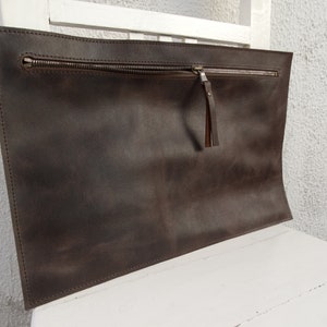 Brown Leather Clutch Zippered/Men's Leather Clutch/Mens Leather Portfolio/Black Leather Clutch/Saddle Leather Clutch/Ready to ship image 1