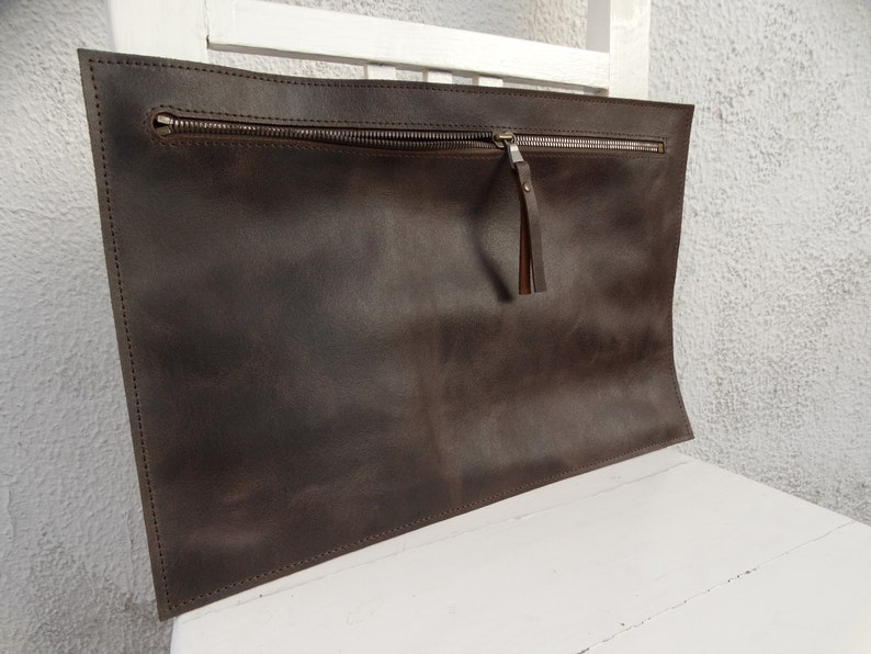 Brown Leather Clutch Zippered/Men's Leather Clutch/Mens Leather Portfolio/Black Leather Clutch/Saddle Leather Clutch/Ready to ship image 1