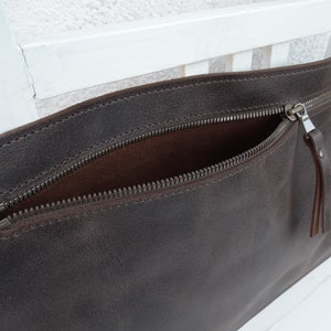 Brown Leather Clutch Zippered/Men's Leather Clutch/Mens Leather Portfolio/Black Leather Clutch/Saddle Leather Clutch/Ready to ship image 5
