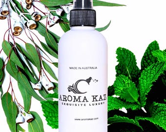 Spray corporal en bruma de eucalipto y hierbabuena: fragancia vegana, sin crueldad animal y sin alcohol.