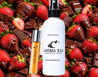 Spray corporal en bruma con sabor a fresas y chocolate: fragancia vegana, sin crueldad animal y sin alcohol.