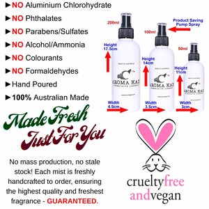Handmade vegan room spray air freshener with no phthalates parabens or alcohol Australian made