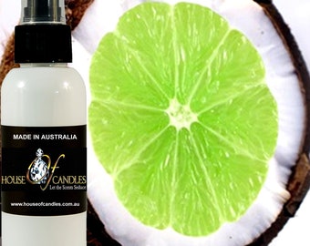 Tahitian Coconut Lime Scented Room Linen Bathroom Car Air Freshener Spray Mist, Vegan, Cruelty Free, Deodorizer, Home Fragrance