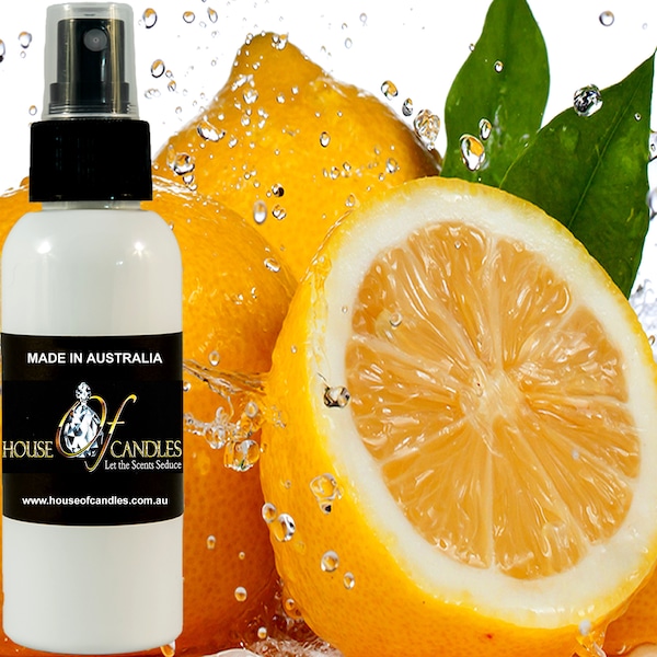 Citrus Lemons Scented Room Linen Bathroom Car Air Freshener Spray Mist, Vegan, Cruelty Free, Deodorizer, Home Fragrance