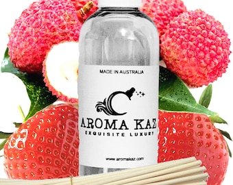 Aceite difusor de lichi rosa: fragancia vegana para el hogar sin alcohol