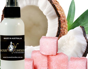 Brume en vaporisateur parfumée pour le corps sucre rose et noix de coco, ingrédients végétaliens, sans cruauté, parfum sans alcool, coulée à la main