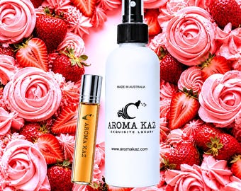 Spray corporal en bruma con sabor a crema de mantequilla y fresa: fragancia vegana, sin crueldad animal y sin alcohol.