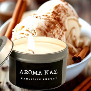 Creamy Cinnamon Vanilla Eco-Friendly Scented Soy Wax Tin Candle Vegan Cruelty-Free Home Freshener Decor Candle