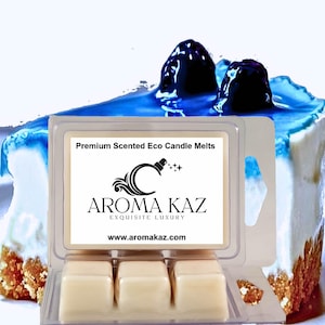 Velas de cera de soja ecológicas com sabor de cheesecake de framboesa azul, embalagens tipo concha, veganas/sem crueldade, feitas à mão para aquecedores de cera